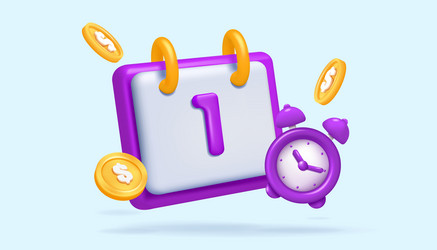 3d calendar time management icons money vector