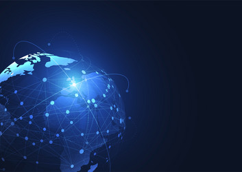 global network connection world map point vector image