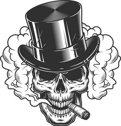 Smoking Skull in Top Hat Vector Image
