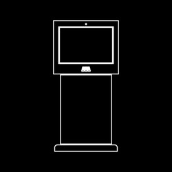 Terminal stand with touch screen white color path vector