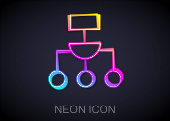 glowing neon line algorithm icon isolated on black vector image