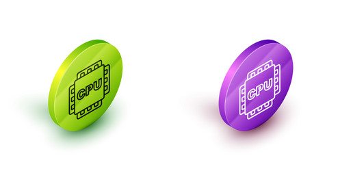 isometric line computer processor vector