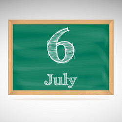 July 6 day calendar school board date vector