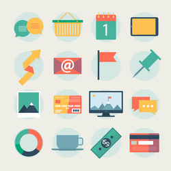 modern flat icons collection web design objects vector image
