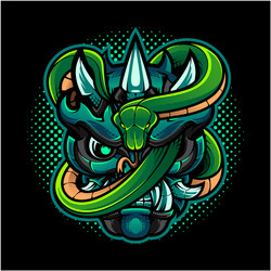 Oni Mask with Snake Vector Image