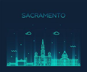 Sacramento skyline california usa line city vector