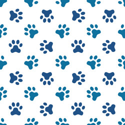Blue Pet Paw Print Seamless Pattern vector image