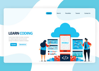 homepage for learning programming and coding vector image