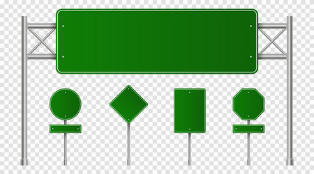 set green road signs blank traffic vector