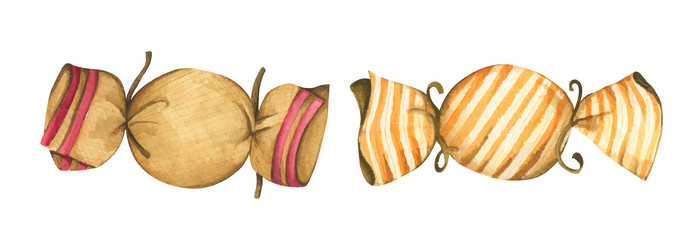 set of candy in different wrappers watercolor Vector Image