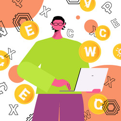 man using cryptocurrency mining application vector image