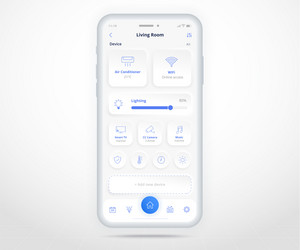 Smartphone smart home controlled app ux ui iot vector
