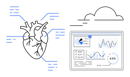 digital health data visualization with heart vector image