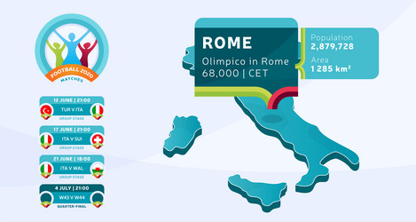 isometric italy country map tagged in rome vector