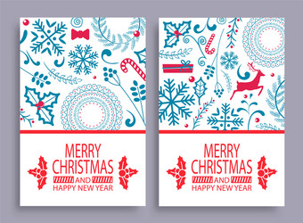 Merry christmas set of covers vector