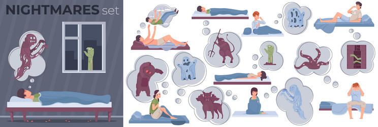 Nightmare Flat Royalty Free Vector Image Vectorstock