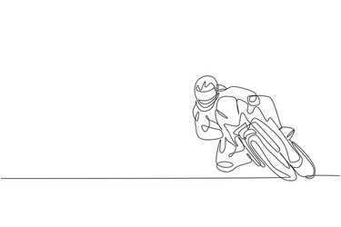 single continuous line drawing young superbike vector