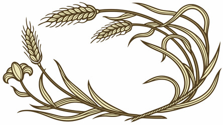 wheat ears laurel wreath frame design generative vector image