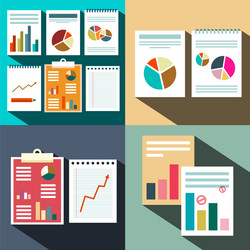 flat business paper data report background graphs vector image