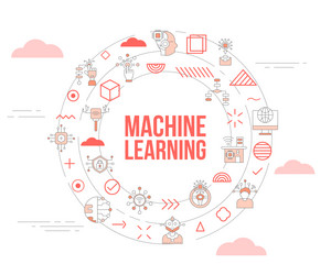 machine learning concept with icon set template vector image