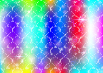 Princess mermaid background with kawaii rainbow vector