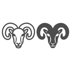 Ram line and solid icon farm animals concept vector