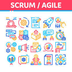 scrum agile collection elements icons set vector