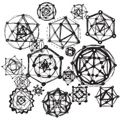 sacred geometry symbols and elements vector