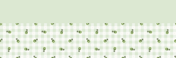 Hand drawn whimsical flower pot gingham seamless vector