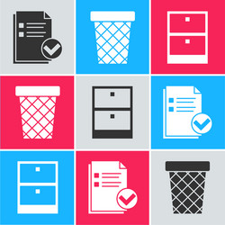 set document and check mark trash can archive vector image