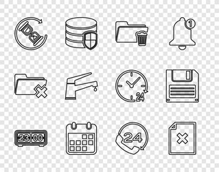 set line retro flip clock delete file document vector image