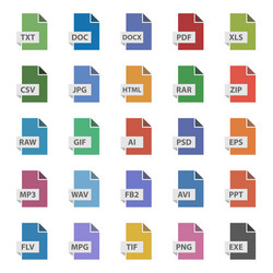 document format sign set file flat icons vector