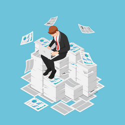 isometric businessman working with laptop vector