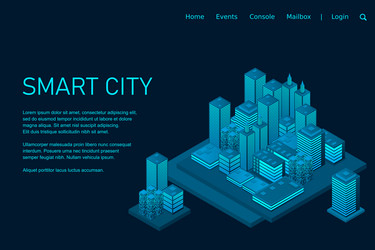 Isometric futuristic town with skyscrapers smart vector