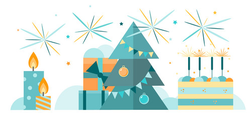 New year 2022 and christmas elebrating vector