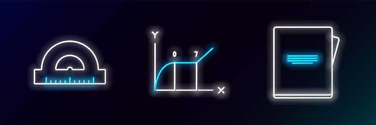Set line notebook protractor grid for measuring vector