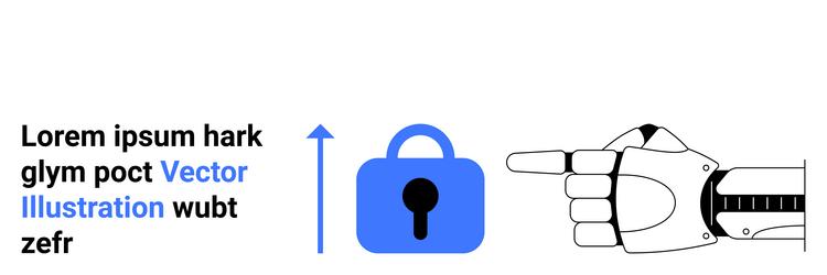 futuristic robot hand pointing at secure lock icon vector image