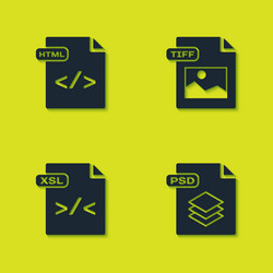 set html file document psd xsl and tiff icon vector image