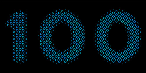 100 text composition icon of halftone bubbles vector image