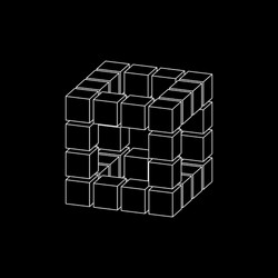 Abstract 3d cube from cubes dimetric projection vector