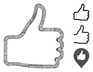 Thumb up polygonal web mesh vector