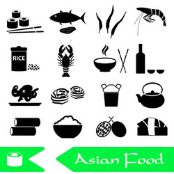 asian food theme set of simple icons eps10 vector