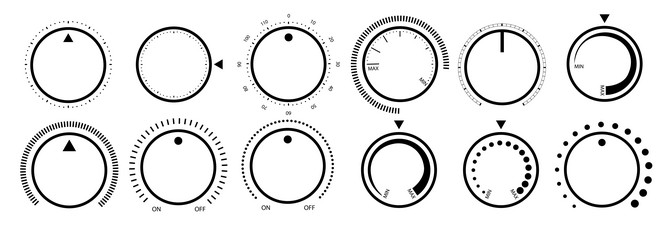 round scale and controller volume level knob vector image