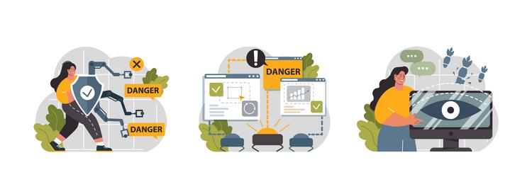 cyber or web security set artificial intelligence vector image