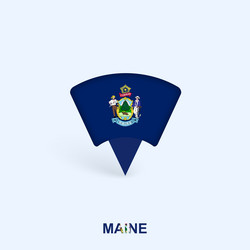 maine flag map pointer design with shadow vector image