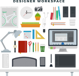 modern creative office workspace set workplace vector