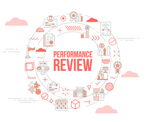 performance review concept with icon set template vector