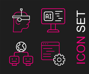 set line computer api interface artificial vector