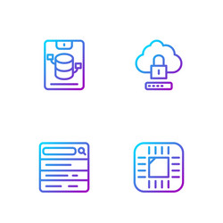 set line processor with cpu search engine server vector image