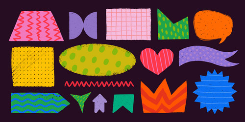 simple shapes with various patterns in rough vector image